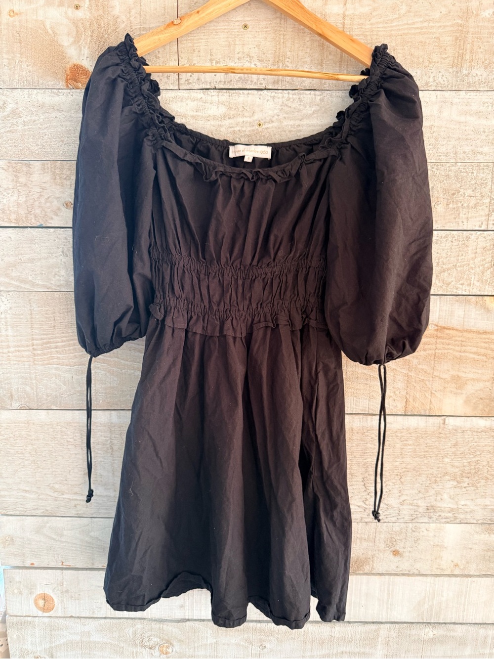 House of Harlow 1960 Black Mini Dress with Ruffled Neckline
